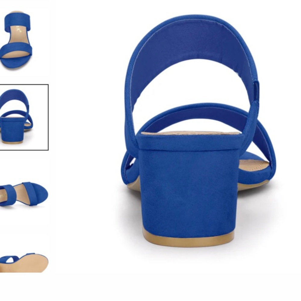 Blue Suede Block Heel Shoes, NEW in box
